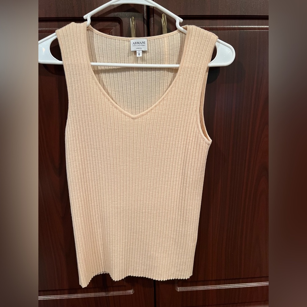 Armani Collezioni Vintage Soft Merino Wool Beige Top